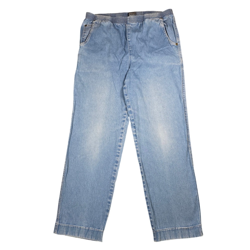 Koret Womens Light Wash Elastic Waist Straight Leg Denim Jeans Pull On Size 12